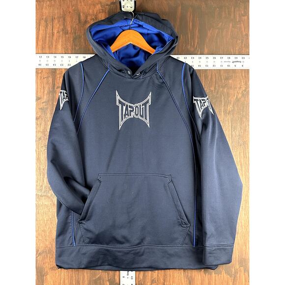 Tapout Hoodie Embroidered‎ MMA Martial Arts Kick Boxing Blue Mens Medium Y2K VTG - Picture 1 of 9